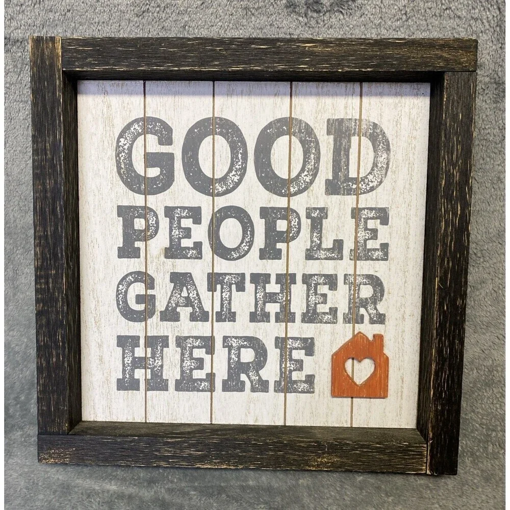 Hallmark Distressed Wood Framed “Good People Gather Here” Wall Hanging Decor